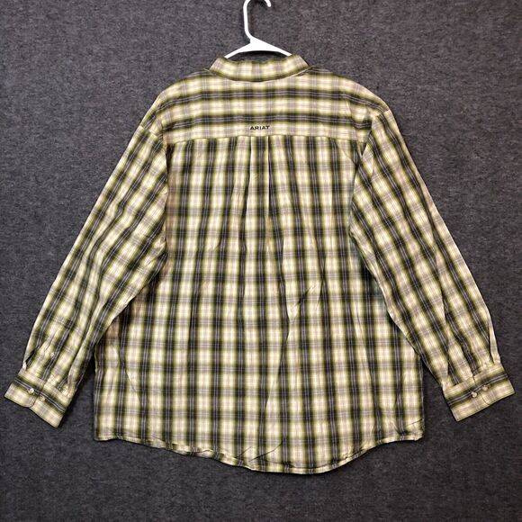Ariat Shirt Mens 2XL Plaid Pro Series Vented Rodeo Farm Ranchwear Green Gray - Picture 2 of 11